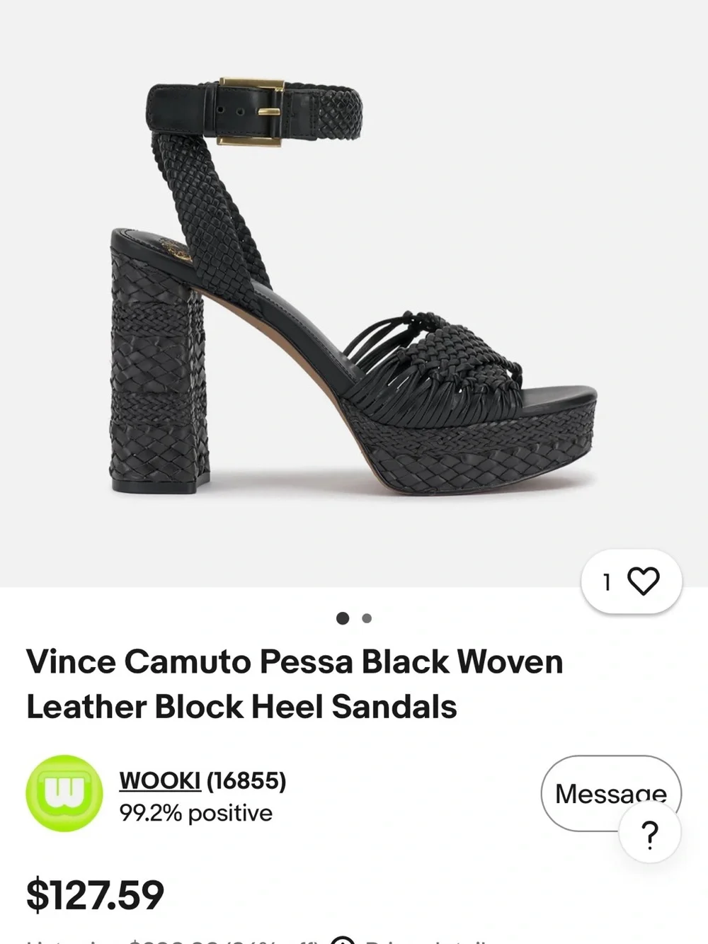 Vince Camuto Black Braided Platform Sandal with Ankle Strap